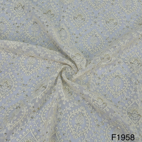 Dyeable Thread Sequins Embroidered Georgette